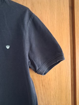 Polo manga corta Zara azul marino con cuello mao