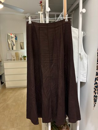 Falda Zara lino marrón
