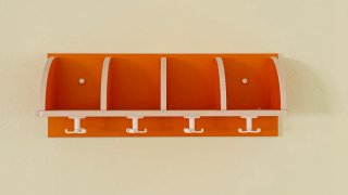 Estantería naranja con 4 ganchos