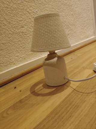 2 Lamparas Mesa Noche Beige/Blanco