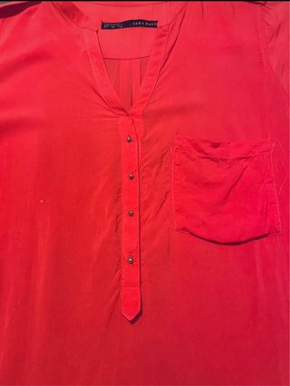 Blusa Zara Basic Roja coral