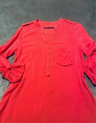 Blusa Zara Basic Roja coral