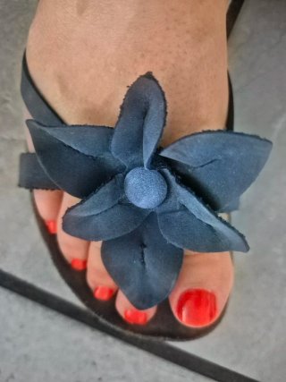 Sandali donna blu con fiore