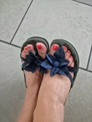 Sandali donna blu con fiore