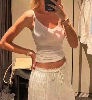 Pantalón bombacho Zara blanco con etiqueta