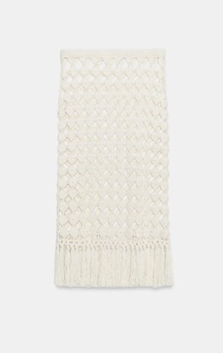 Falda Zara Crochet Flecos Talla M