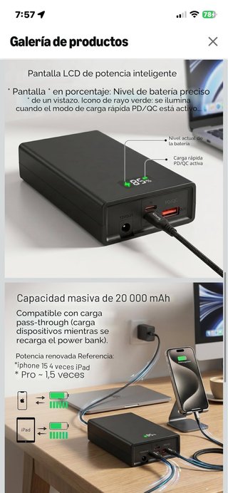 Batería Externa 10000 mAh Carga Rápida