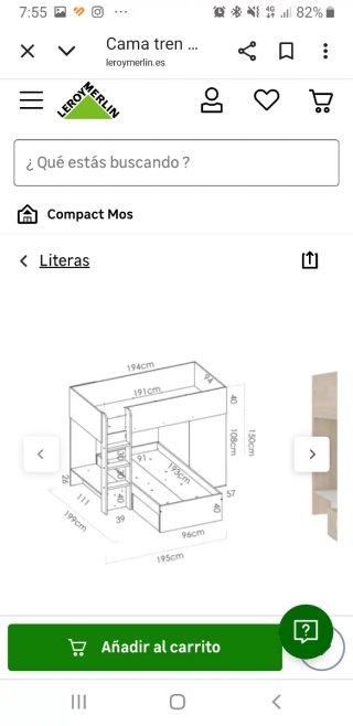 Habitación juvenil cama tren con armario.