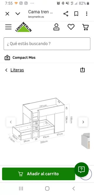 Habitación juvenil cama tren con armario.