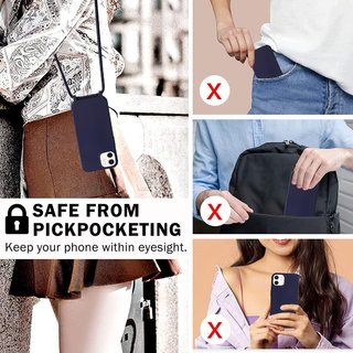 Custodia con cordino per iPhone 12/iPhone 12 Pro, con cordino. Blu scuro