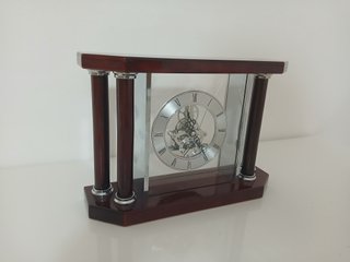 Orologio da tavolo Skeleton Legno Mogano