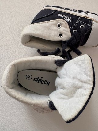 Scarpine bimbo tela blu e bianche