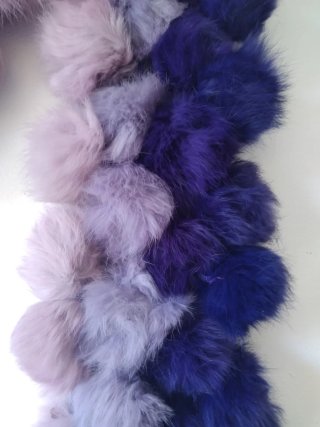 Boa vintage mujer pompón rosa y morado