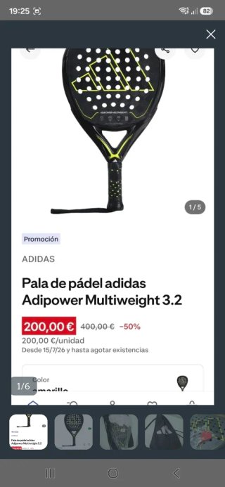 Pala Pádel Adidas Adipower Multiweight 3.2 Carbono