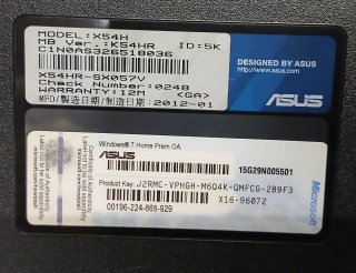 Notebook Asus X54H