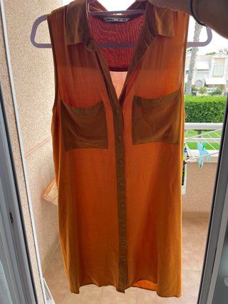 Vestido naranja sin mangas mujer
