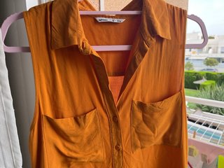 Vestido naranja sin mangas mujer