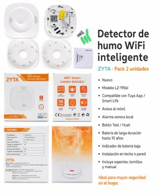 Pack 2 Detectores Humo WiFi ZYTA Tuya LZ-19561