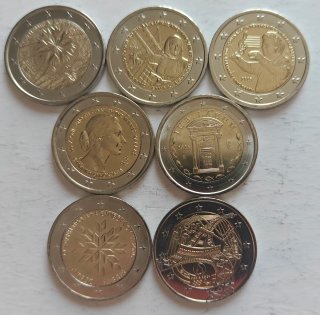 Conjunto di sette monete commemorative di diversi paesi. Non circolante