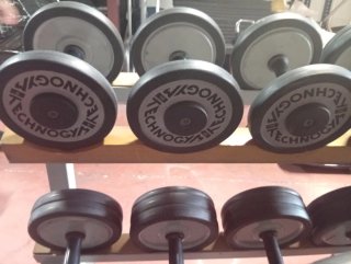 Mancuernas Technogym con soportes de 4 a 22 kg