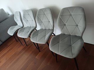Conjunto 4 sillas terciopelo gris