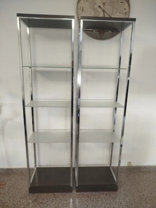 2 Vitrinas Cristal y Metal 180x32x49 cm