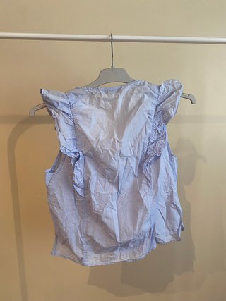 Top Mango Azul Volantes Talla XS
