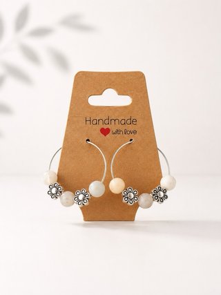 Pendientes aro plata con cuentas y flores