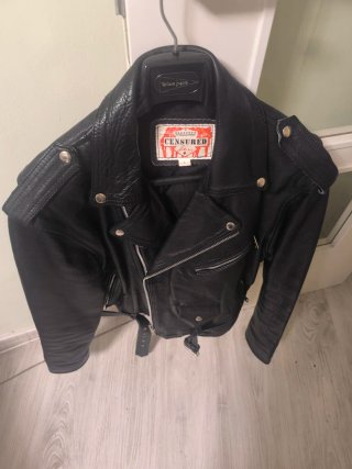 Chaqueta de cuero auténtica negra