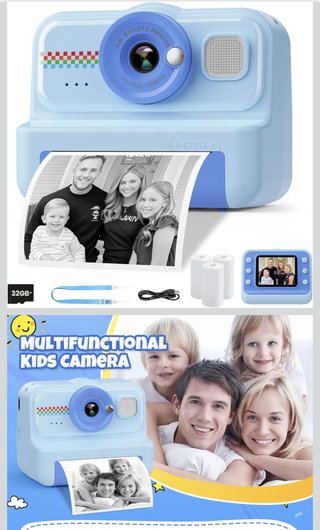 Cámara Impresora Infantil Azul. Nueva. Con filtros