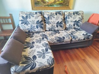 Sofá Chaiselongue Tela Estampada+FUNDA REGALO