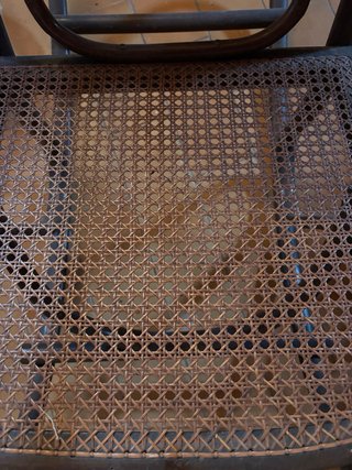 Mecedora Madera Maciza Rattan Aspecto Nogal