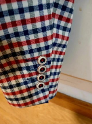 Americana corte italiano cuadros rojo y azul