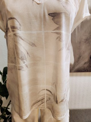 Blusa Camiseta Zara Beige/Blanco