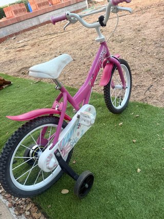 Bicicleta niña rosa con ruedines