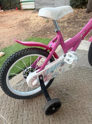 Bicicleta niña rosa con ruedines