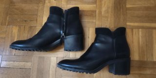 Botines Zara Negros Tacón Bloque Cremallera