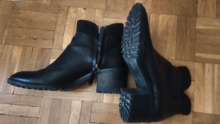 Botines Zara Negros Tacón Bloque Cremallera