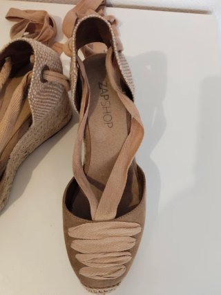 Sandalias Zara Mujer Plataforma Beige