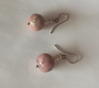 Pendientes Plata Jaspe y Perlas Rosas