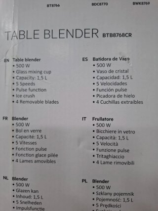 Jarra Batidora Becken BTB8768CR