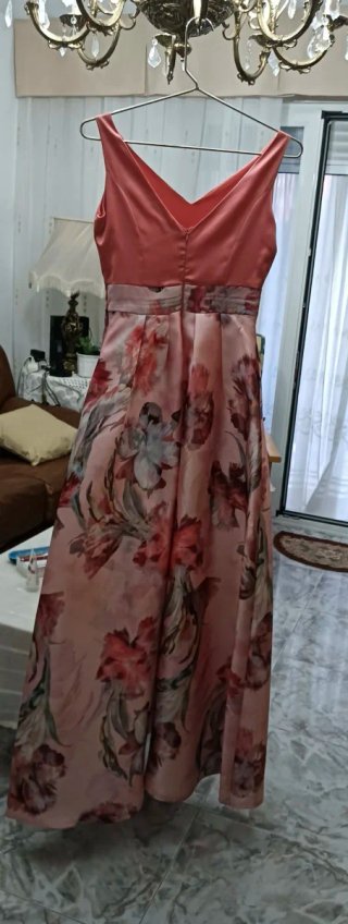 Vestido largo rosa estampado floral