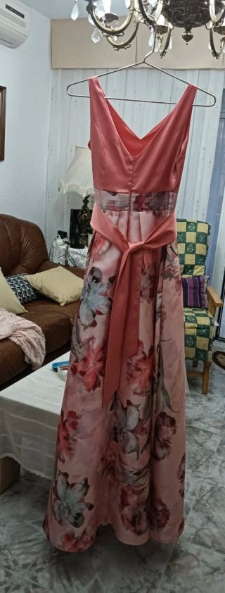 Vestido largo rosa estampado floral