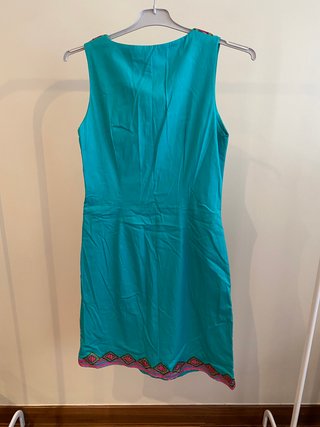 Vestido NIZA Turquesa Bordado Talla Única