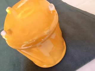 Centrotavola ovale in ceramica arancione