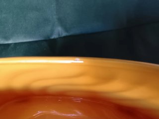 Centrotavola ovale in ceramica arancione