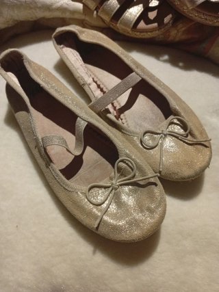 Sandalias doradas estilo gladiador y otra