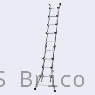 Escalera Telescópica Articulada Aluminio 4+4 Pestaña