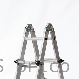 Escalera Telescópica Articulada Aluminio 4+4 Pestaña