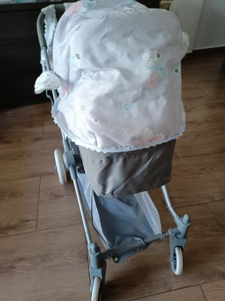 Carrito de muñecas gris con bolsa